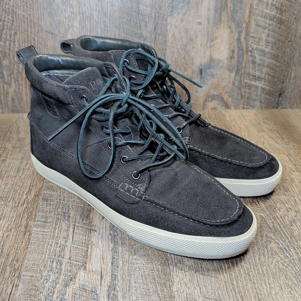 Ralph Lauren Polo Tavis Boots Black Leather Suede Sneakers Men's Size 11.5 D